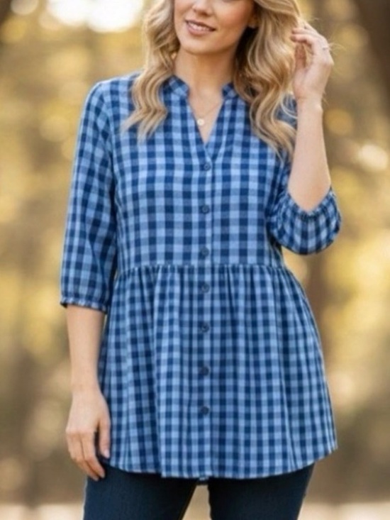 Blair Tops - Blair Blue Plaid Button Down 💯 Cotton Shirt